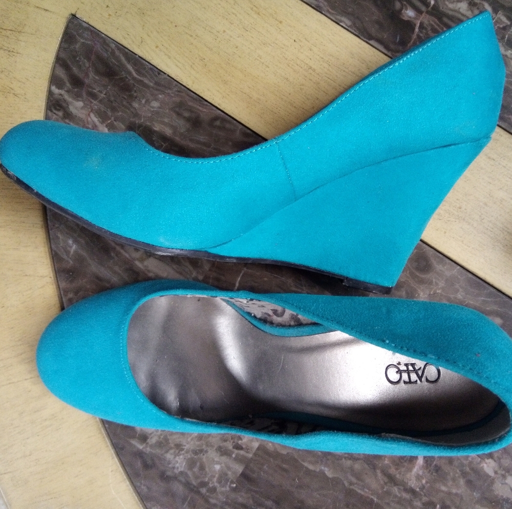 👠Blue suede shoes💙3 inch 💙wedges💠size 9💠Cato